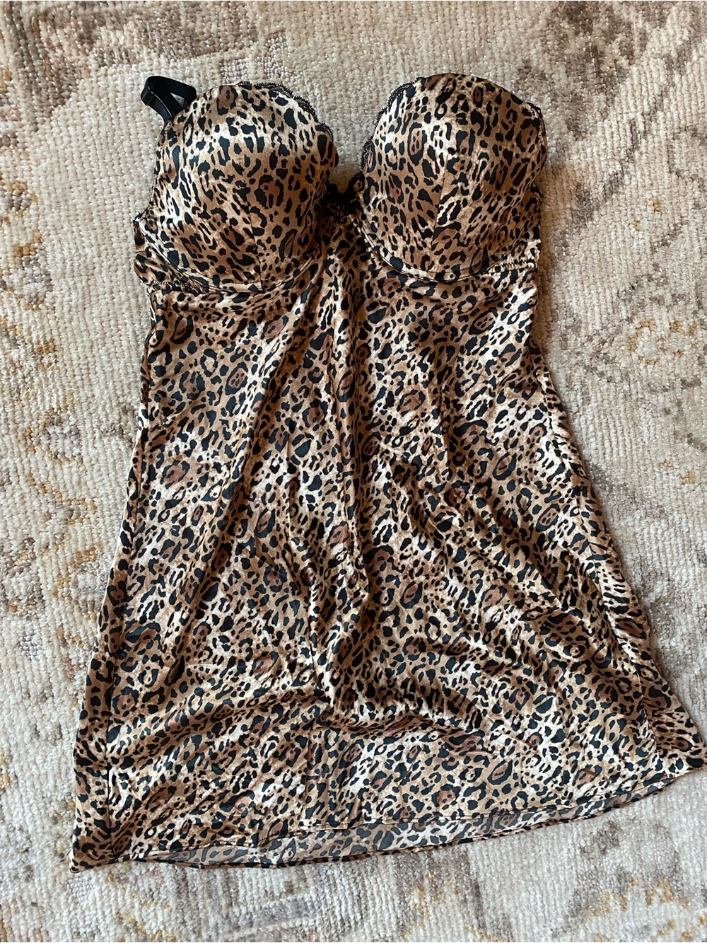 Leopard Print Strapless Slip Dress - Brown & Black Victoria secret 36d